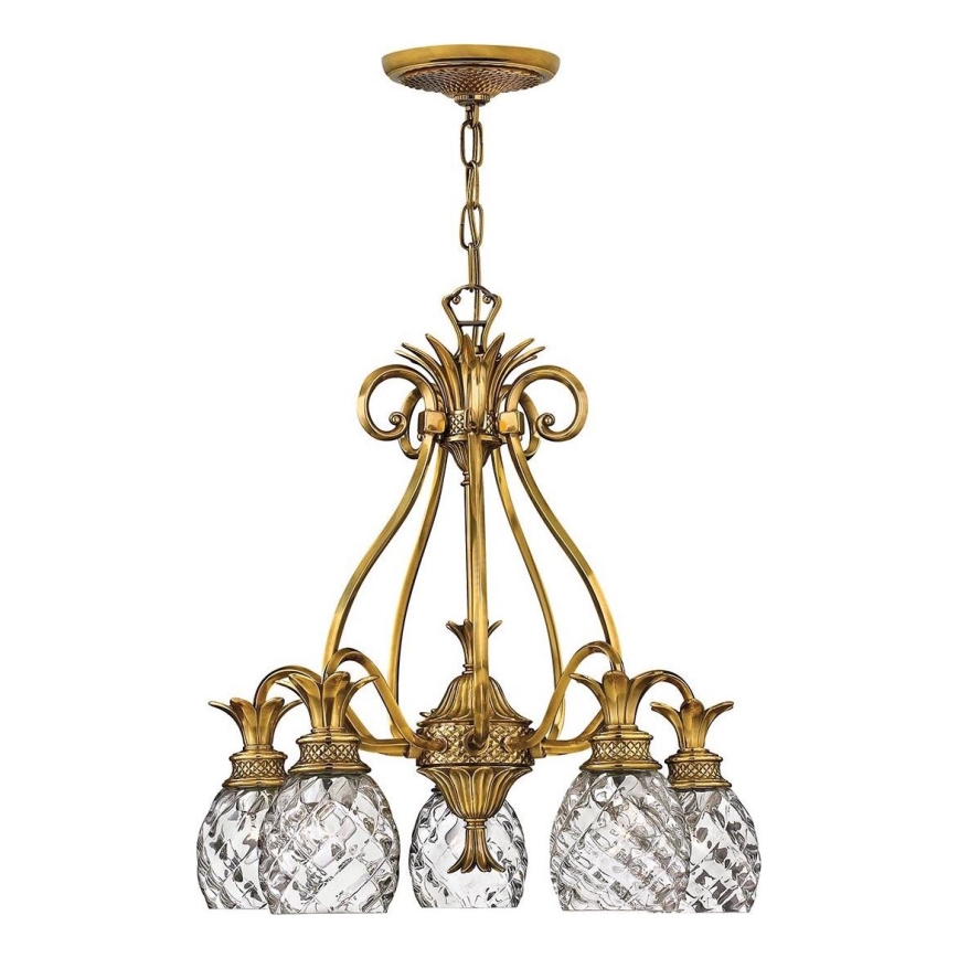 Hinkley - Κρεμαστό φωτιστικό οροφής PLANTATION 5xE27/60W/230V χρυσό