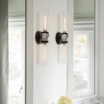 Hinkley - Επιτοίχιο φωτιστικό μπάνιου ELLISON 2xE27/40W/230V IP44 μαύρο