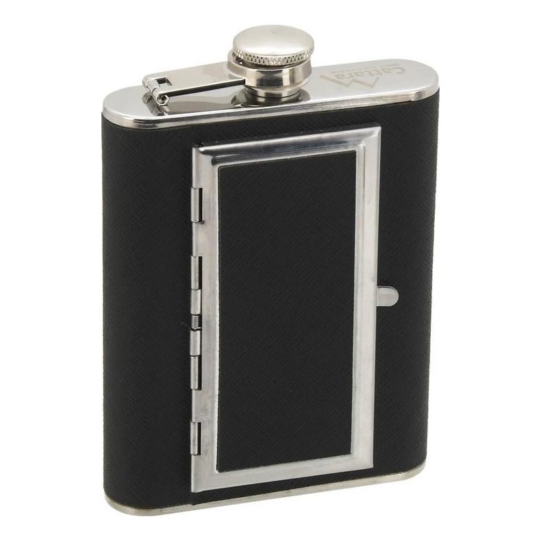 Hip flask with cigar case 175 ml μαύρο