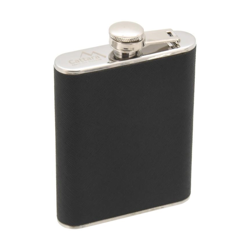 Hip flask with cigar case 175 ml μαύρο