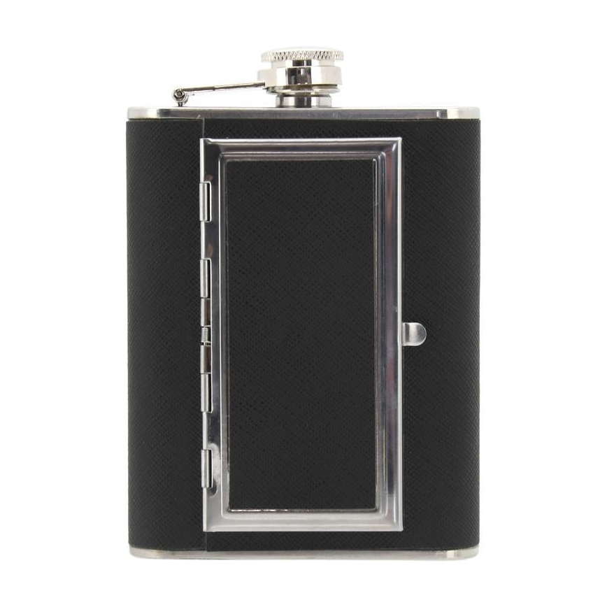 Hip flask with cigar case 175 ml μαύρο