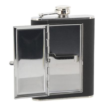 Hip flask with cigar case 175 ml μαύρο