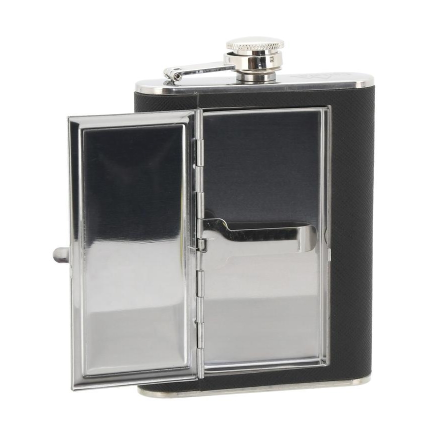 Hip flask with cigar case 175 ml μαύρο