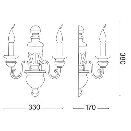Ideal Lux - Λάμπα τοίχου FIRENZE 2xE14/40W/230V χρυσό