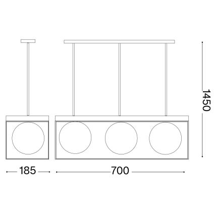 Ideal Lux - eal Lux - Κρεμαστό φωτιστικό οροφής  LINGOTTO 3xE14/28W/230V