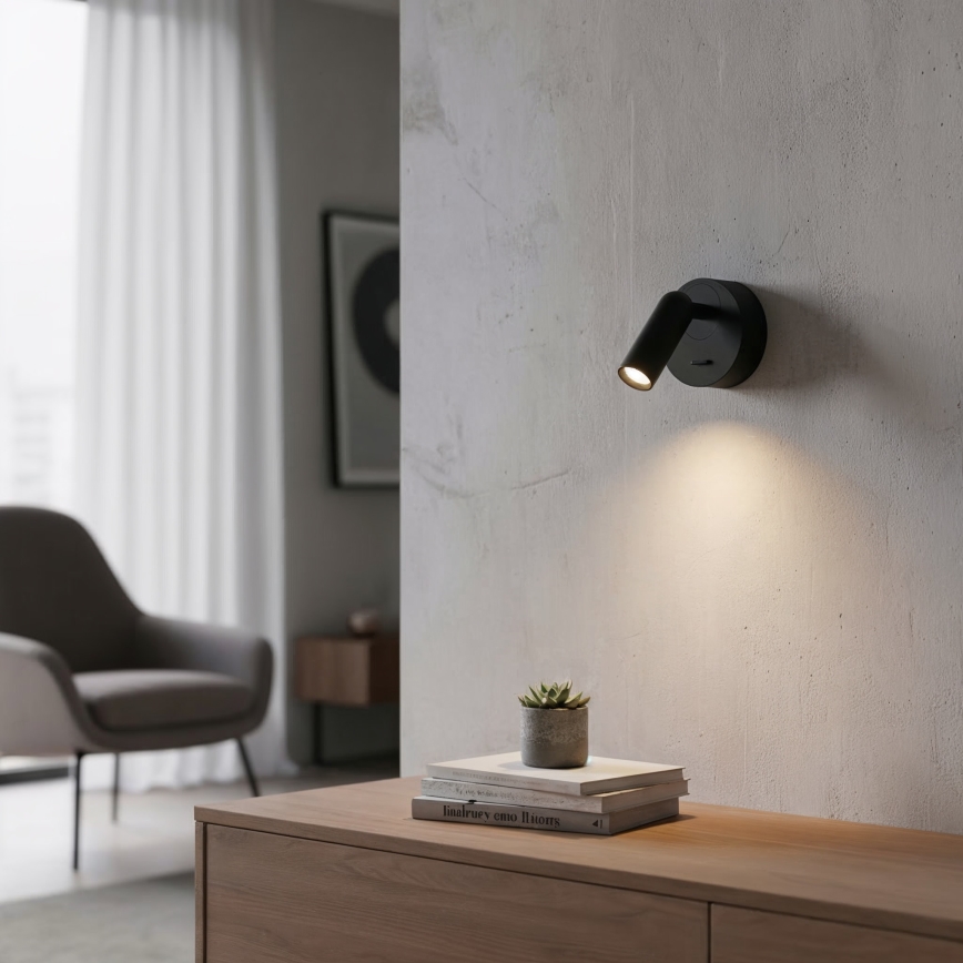 Ideal Lux - Φωτιστικό σποτ τοίχου LED BEAN LED/3W/230V CRI 90 μαύρο