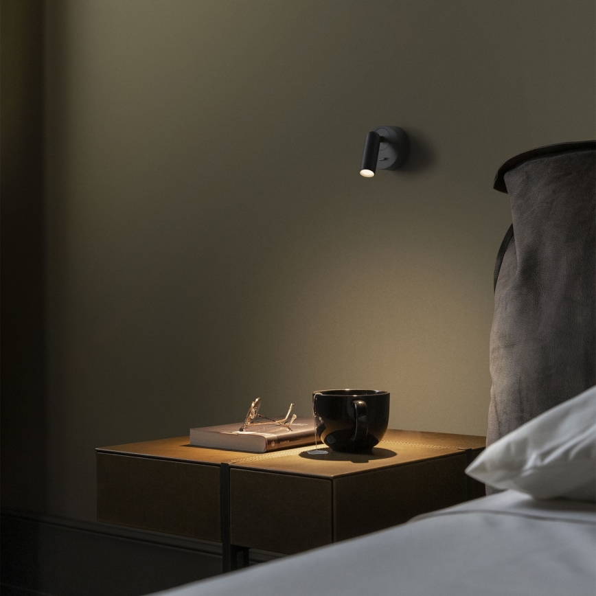 Ideal Lux - Φωτιστικό σποτ τοίχου LED BEAN LED/3W/230V CRI 90 μαύρο