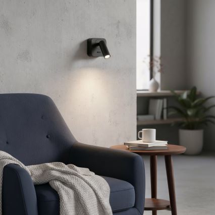 Ideal Lux - Φωτιστικό σποτ τοίχου LED BEAN LED/3W/230V CRI 90 μαύρο