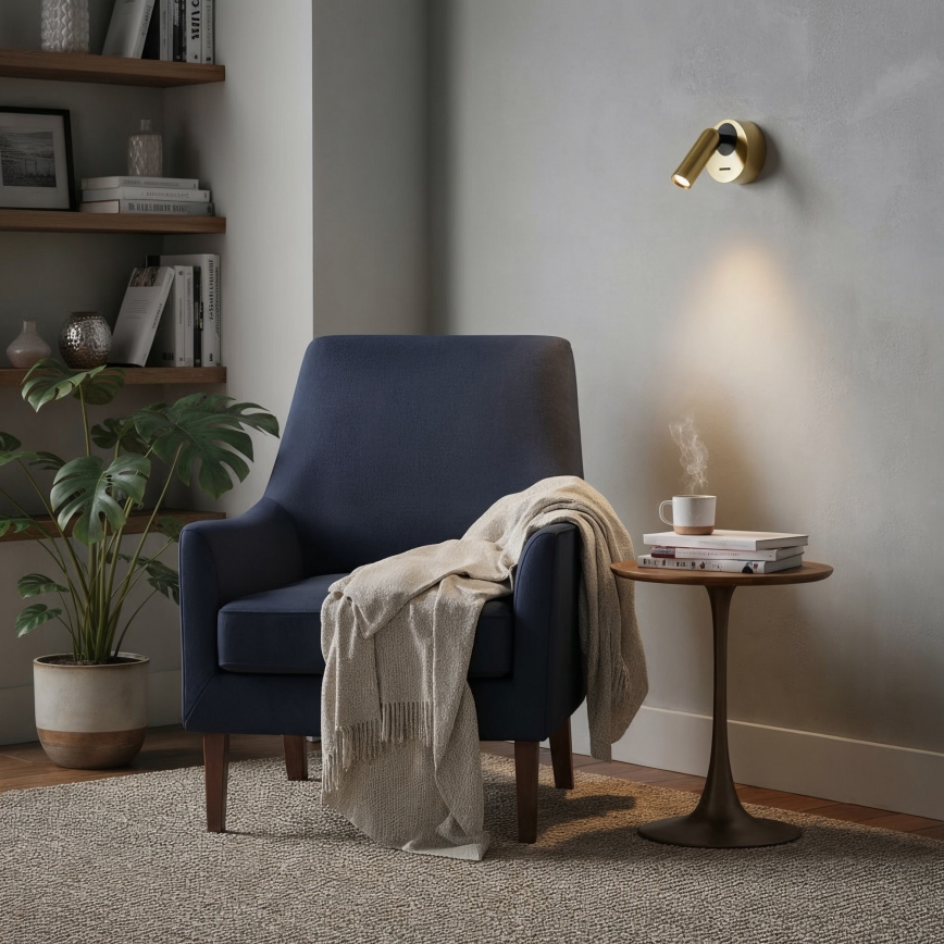 Ideal Lux - Φωτιστικό σποτ τοίχου LED BEAN LED/3W/230V CRI 90 ορείχαλκος