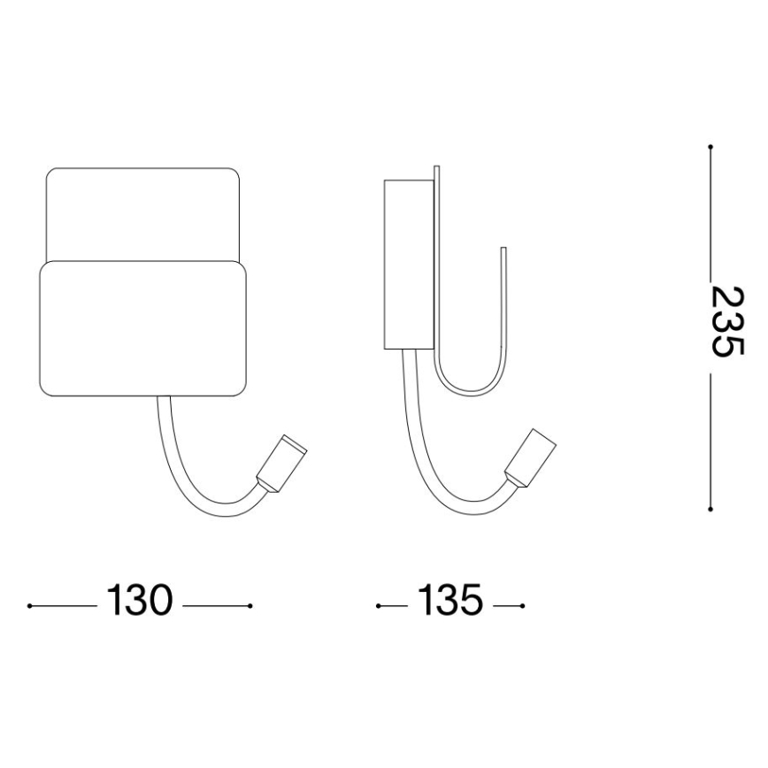 Ideal Lux - Φωτιστικό σποτ τοίχου LED με ένα εύκαμπτο μικρό φωτιστικό PROBE LED/9,5W/230V USB CRI 90 μαύρο