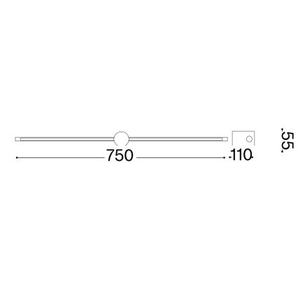 Ideal Lux - Φωτιστικό πίνακα LED FILO LED/13W/230V 75 cm CRI 90 μαύρο