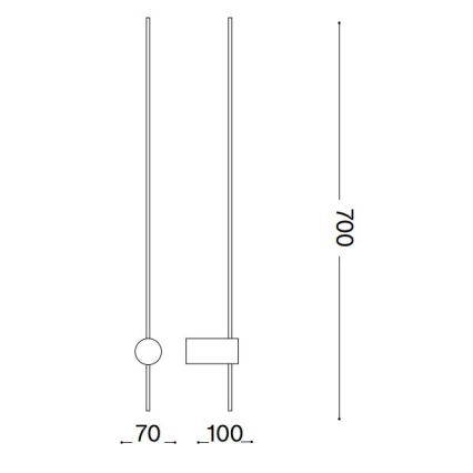 Ideal Lux - Φωτιστικό τοίχου LED ESSENCE LED/12W/230V 4000K 70 cm CRI 90 μαύρο