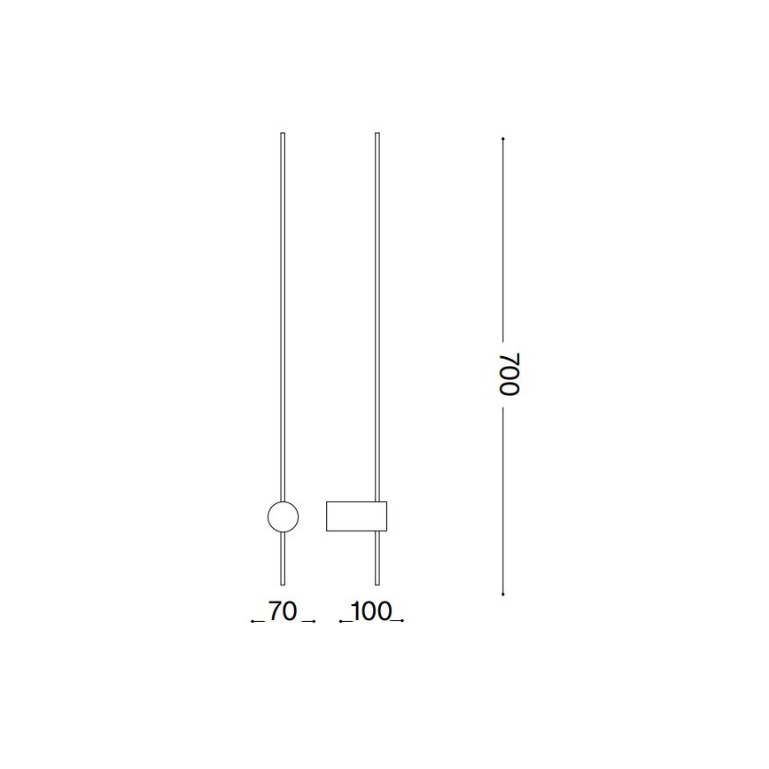 Ideal Lux - Φωτιστικό τοίχου LED ESSENCE LED/12W/230V 4000K 70 cm CRI 90 μαύρο