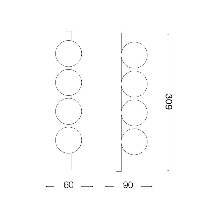 Ideal Lux - Φωτιστικό οροφής LED PING PONG 4xLED/3W/230V CRI 90 μαύρο