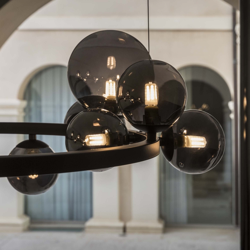 Ideal Lux - Κρεμαστό φωτιστικό LED σε καλώδιο PERLAGE 25xG9/3W/230V 110 cm μαύρο/καπνιστό μαύρο