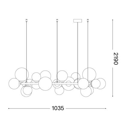 Ideal Lux - Κρεμαστό φωτιστικό LED σε καλώδιο PERLAGE 25xG9/3W/230V 110 cm μαύρο/καπνιστό μαύρο