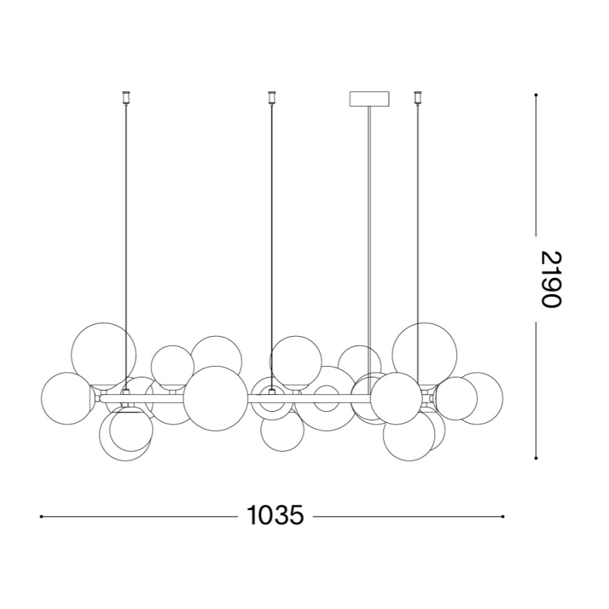 Ideal Lux - Κρεμαστό φωτιστικό LED σε καλώδιο PERLAGE 25xG9/3W/230V 110 cm μαύρο/καπνιστό μαύρο