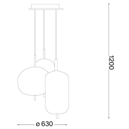 Ideal Lux - Κρεμαστό φωτιστικό LED σε καλώδιο UMILE LED/55W/230V Ø 63 cm CRI 90 ορείχαλκος/λευκό
