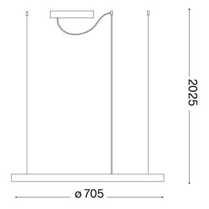 Ideal Lux - LED κρεμαστό φωτιστικό με καλώδιο ORACLE SLIM LED/37W/230V/2700K CRI 90 Ø 70 cm λευκό