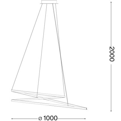 Ideal Lux - Κρεμαστό φωτιστικό LED με ανάρτηση σε σύρμα OZ LED/75W/230V, διάμ. 100 cm, CRI 90, χρυσό