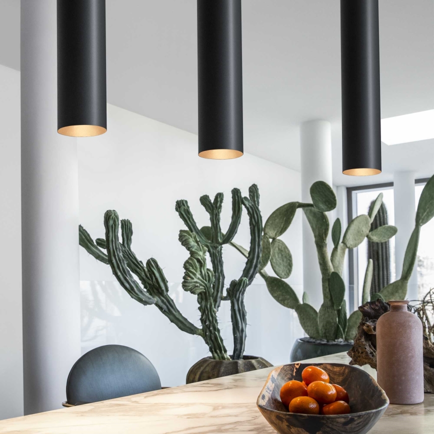 Ideal Lux - Κρεμαστό φωτιστικό LED με καλώδιο LOOK 1xGU10/7W/230V CRI 90 Ø 6 cm μαύρο