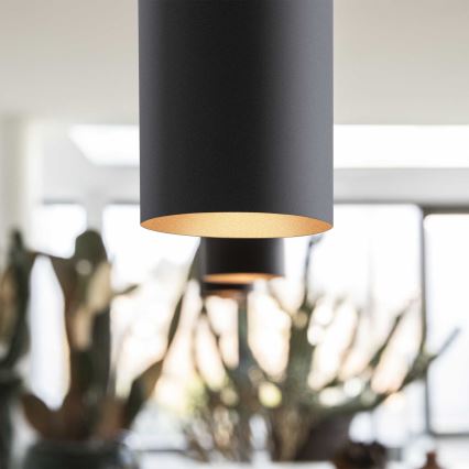 Ideal Lux - Κρεμαστό φωτιστικό LED με καλώδιο LOOK 1xGU10/7W/230V CRI 90 Ø 6 cm μαύρο