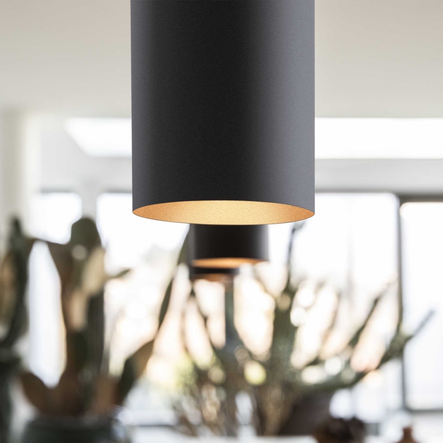 Ideal Lux - Κρεμαστό φωτιστικό LED με καλώδιο LOOK 1xGU10/7W/230V CRI 90 Ø 6 cm μαύρο