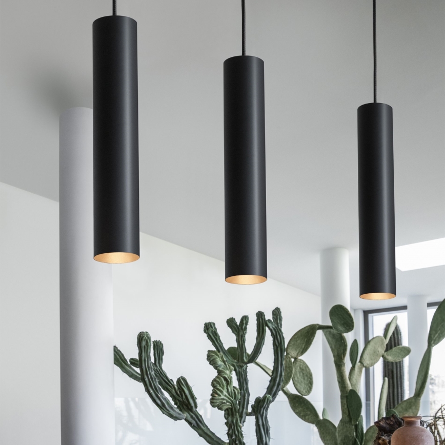 Ideal Lux - Κρεμαστό φωτιστικό LED με καλώδιο LOOK 1xGU10/7W/230V CRI 90 Ø 6 cm μαύρο