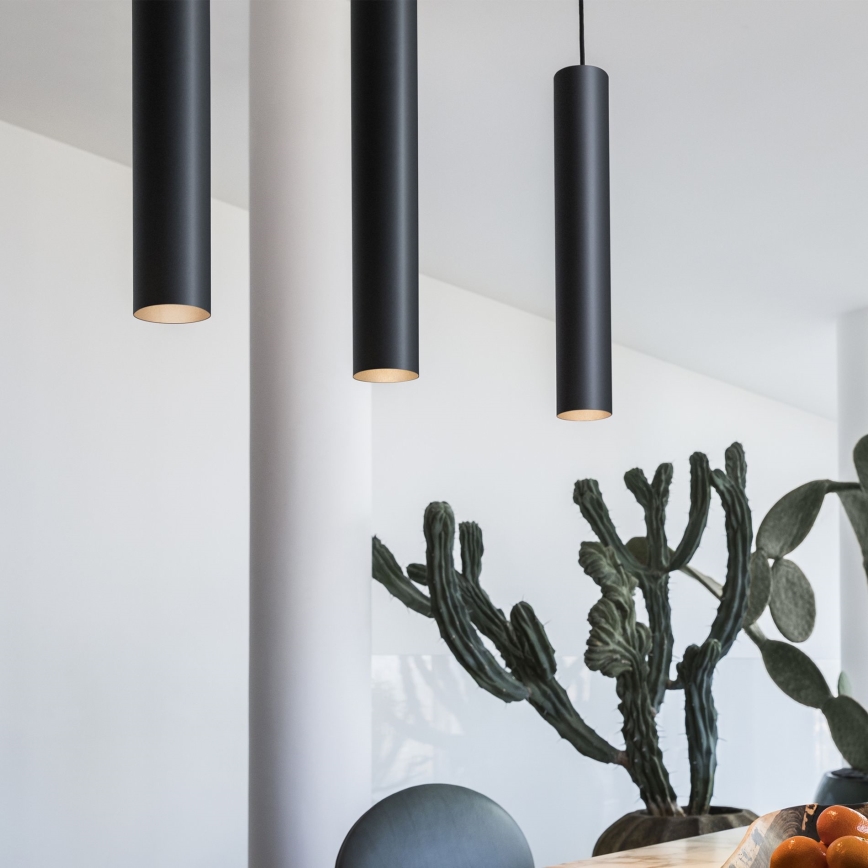 Ideal Lux - Κρεμαστό φωτιστικό LED με καλώδιο LOOK 1xGU10/7W/230V CRI 90 Ø 6 cm μαύρο