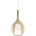 Ideal Lux - Κρεμαστό φωτιστικό σε καλώδιο KALIQUE 1xE27/42W/230V Ø 18 cm μπεζ με εφέ καπνού