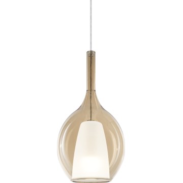 Ideal Lux - Κρεμαστό φωτιστικό σε καλώδιο KALIQUE 1xE27/42W/230V Ø 18 cm μπεζ με εφέ καπνού