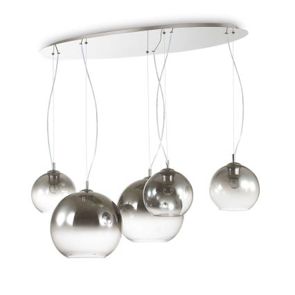 Ideal Lux - Κρεμαστό φωτιστικό σε καλώδιο NEMO PLUS 5xE27/42W/230V γυαλιστερό χρώμιο/καπνιστό γκρι