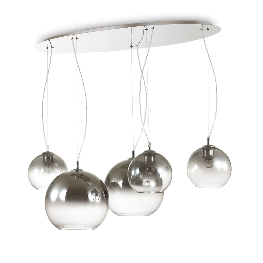 Ideal Lux - Κρεμαστό φωτιστικό σε καλώδιο NEMO PLUS 5xE27/42W/230V γυαλιστερό χρώμιο/καπνιστό γκρι