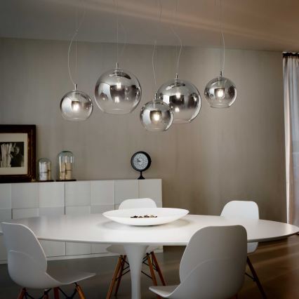 Ideal Lux - Κρεμαστό φωτιστικό σε καλώδιο NEMO PLUS 5xE27/42W/230V γυαλιστερό χρώμιο/καπνιστό γκρι
