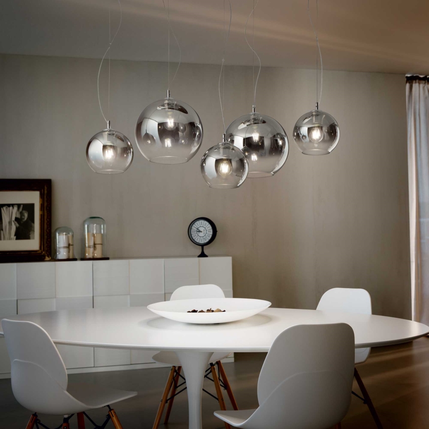 Ideal Lux - Κρεμαστό φωτιστικό σε καλώδιο NEMO PLUS 5xE27/42W/230V γυαλιστερό χρώμιο/καπνιστό γκρι