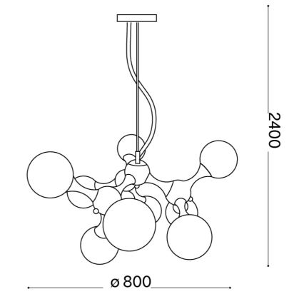 Ideal Lux - Κρεμαστό φωτιστικό σε καλώδιο NODI 9xE14/28W/230V Ø 80 cm γυαλιστερό χρώμιο/λευκό