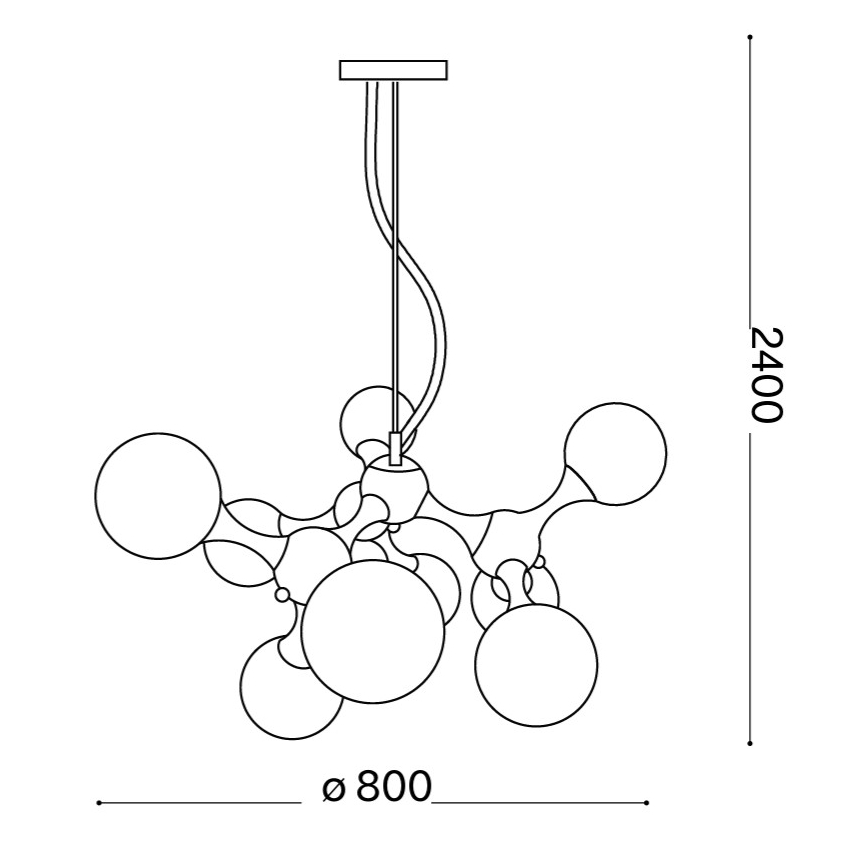 Ideal Lux - Κρεμαστό φωτιστικό σε καλώδιο NODI 9xE14/28W/230V Ø 80 cm γυαλιστερό χρώμιο/λευκό