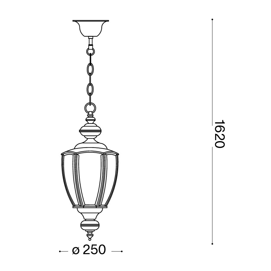 Ideal Lux - Κρεμαστό φωτιστικό με αλυσίδα 1xE27/60W/230V Ø 25 εκ. γυαλιστερό χρώμιο