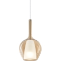 Ideal Lux - Κρεμαστό φωτιστικό με καλώδιο KALIQUE 1xE27/42W/230V Ø 18 cm καπνιστό μπεζ