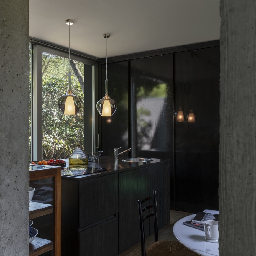 Ideal Lux - Κρεμαστό φωτιστικό με καλώδιο KALIQUE 1xE27/42W/230V διάμ. 18 cm καπνιστό μαύρο