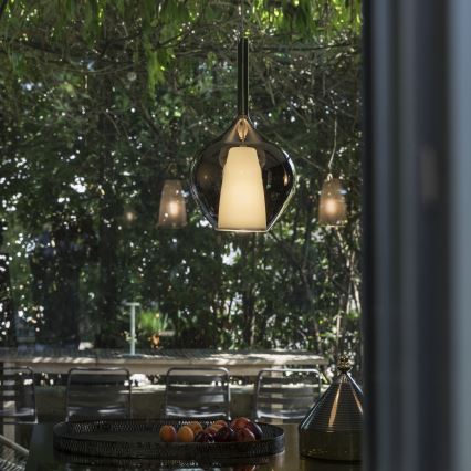 Ideal Lux - Κρεμαστό φωτιστικό με καλώδιο KALIQUE 1xE27/42W/230V διάμ. 18 cm καπνιστό μαύρο