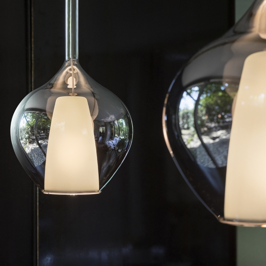 Ideal Lux - Κρεμαστό φωτιστικό με καλώδιο KALIQUE 1xE27/42W/230V διάμ. 18 cm καπνιστό μαύρο