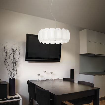 Ideal Lux - Κρεμαστό φωτιστικό με καλώδιο OVALINO 5xE27/60W/230V Ø 44 εκ. λευκό