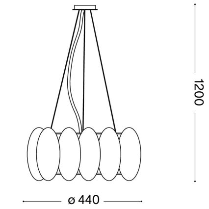 Ideal Lux - Κρεμαστό φωτιστικό με καλώδιο OVALINO 5xE27/60W/230V Ø 44 εκ. λευκό