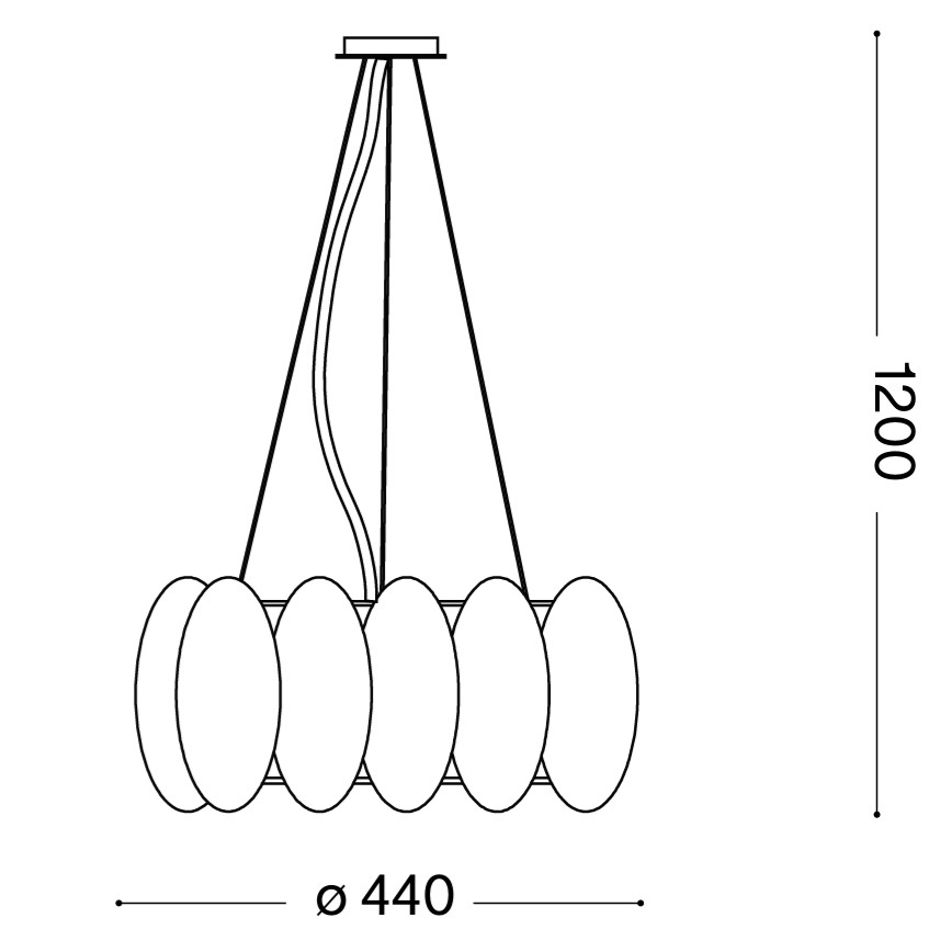 Ideal Lux - Κρεμαστό φωτιστικό με καλώδιο OVALINO 5xE27/60W/230V Ø 44 εκ. λευκό