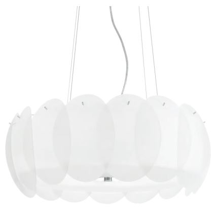 Ideal Lux - Κρεμαστό φωτιστικό με καλώδιο OVALINO 8xE27/60W/230V διάμ. 55 cm λευκό
