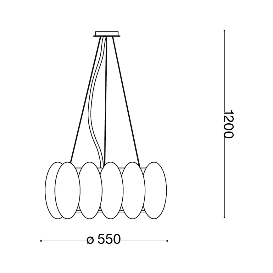Ideal Lux - Κρεμαστό φωτιστικό με καλώδιο OVALINO 8xE27/60W/230V διάμ. 55 cm λευκό