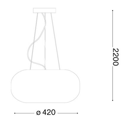 Ideal Lux - Κρεμαστό φωτιστικό με καλώδιο ULISSE 3xE27/60W/230V, διάμ. 42 εκ., λευκό