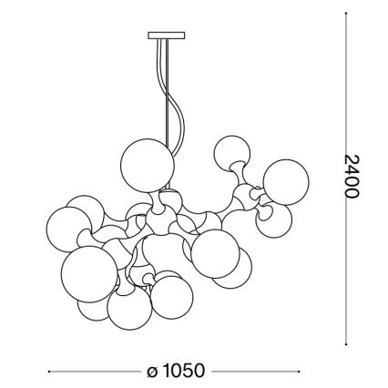 Ideal Lux - Κρεμαστό φωτιστικό με σύρμα NODI 15xE14/28W/230V Ø 105 cm ορείχαλκος/λευκό