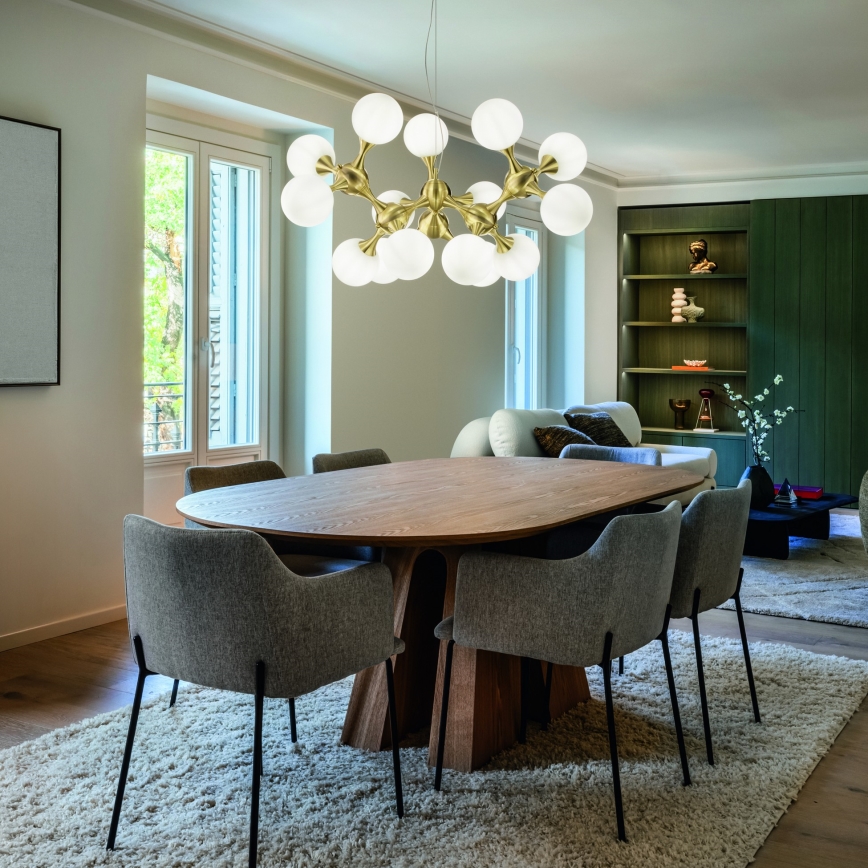 Ideal Lux - Κρεμαστό φωτιστικό με σύρμα NODI 15xE14/28W/230V Ø 105 cm ορείχαλκος/λευκό
